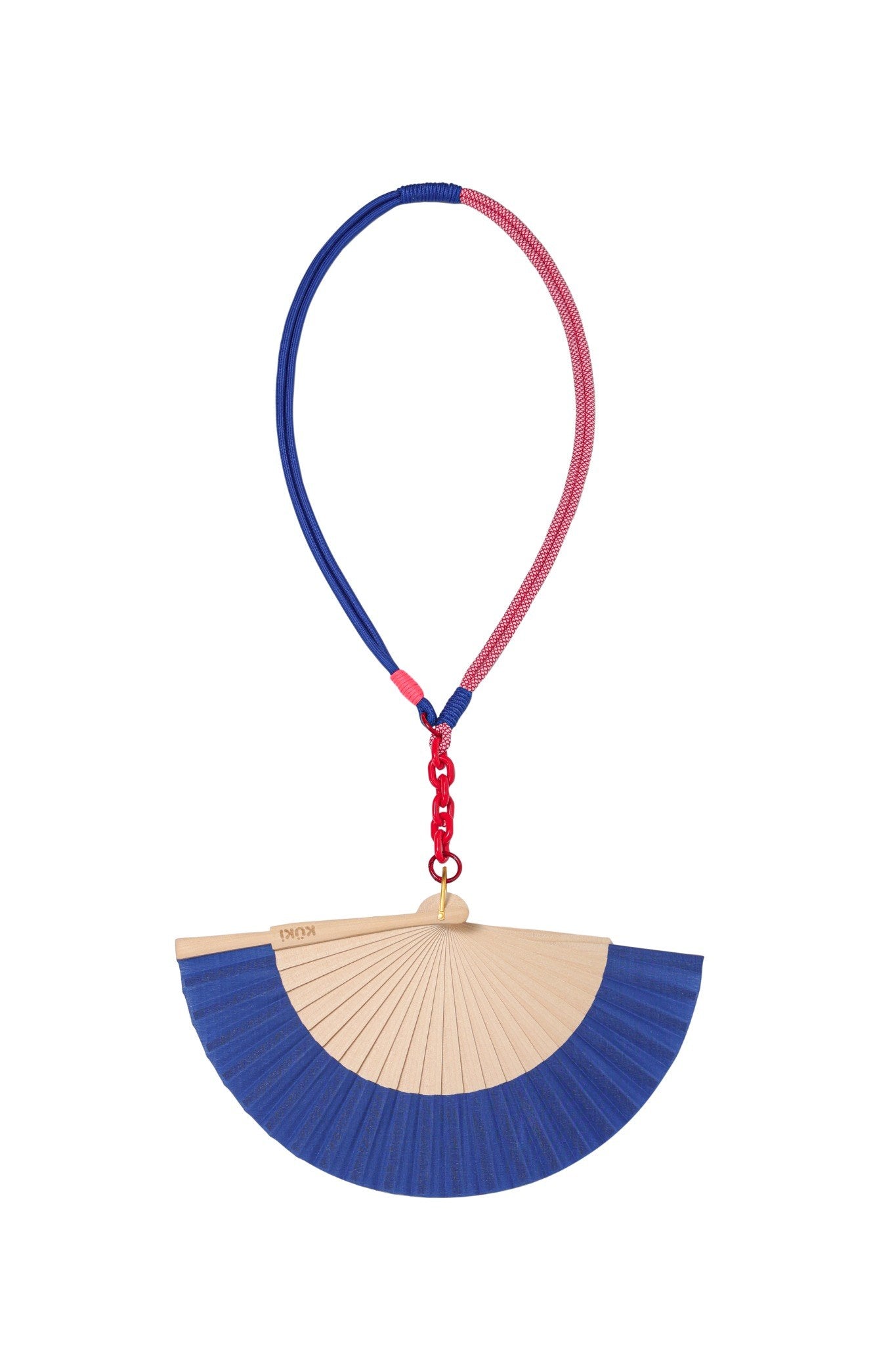 KÜKI Royal Blue wearable bamboo hand fan