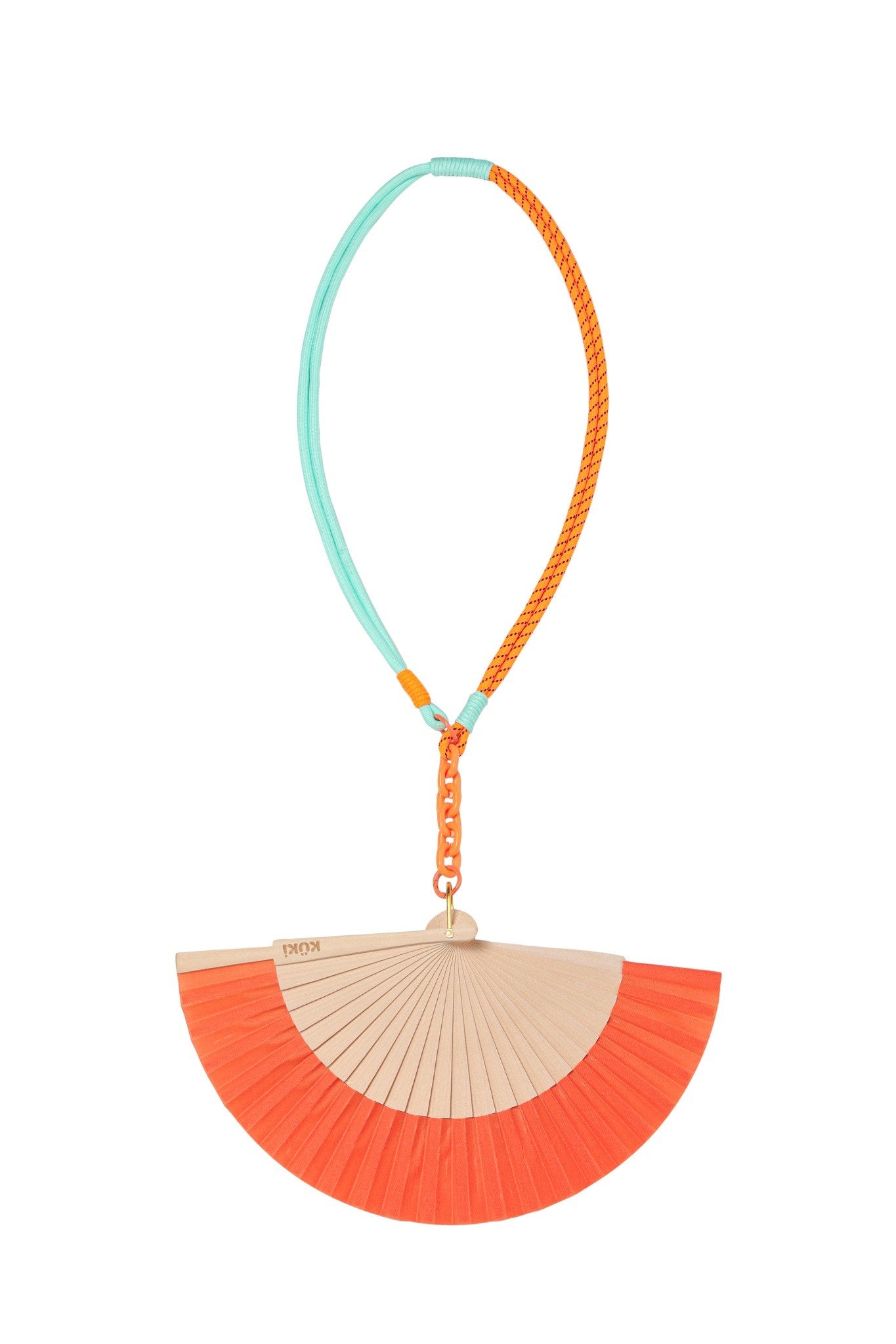 KÜKI Orange wearable bamboo hand fan