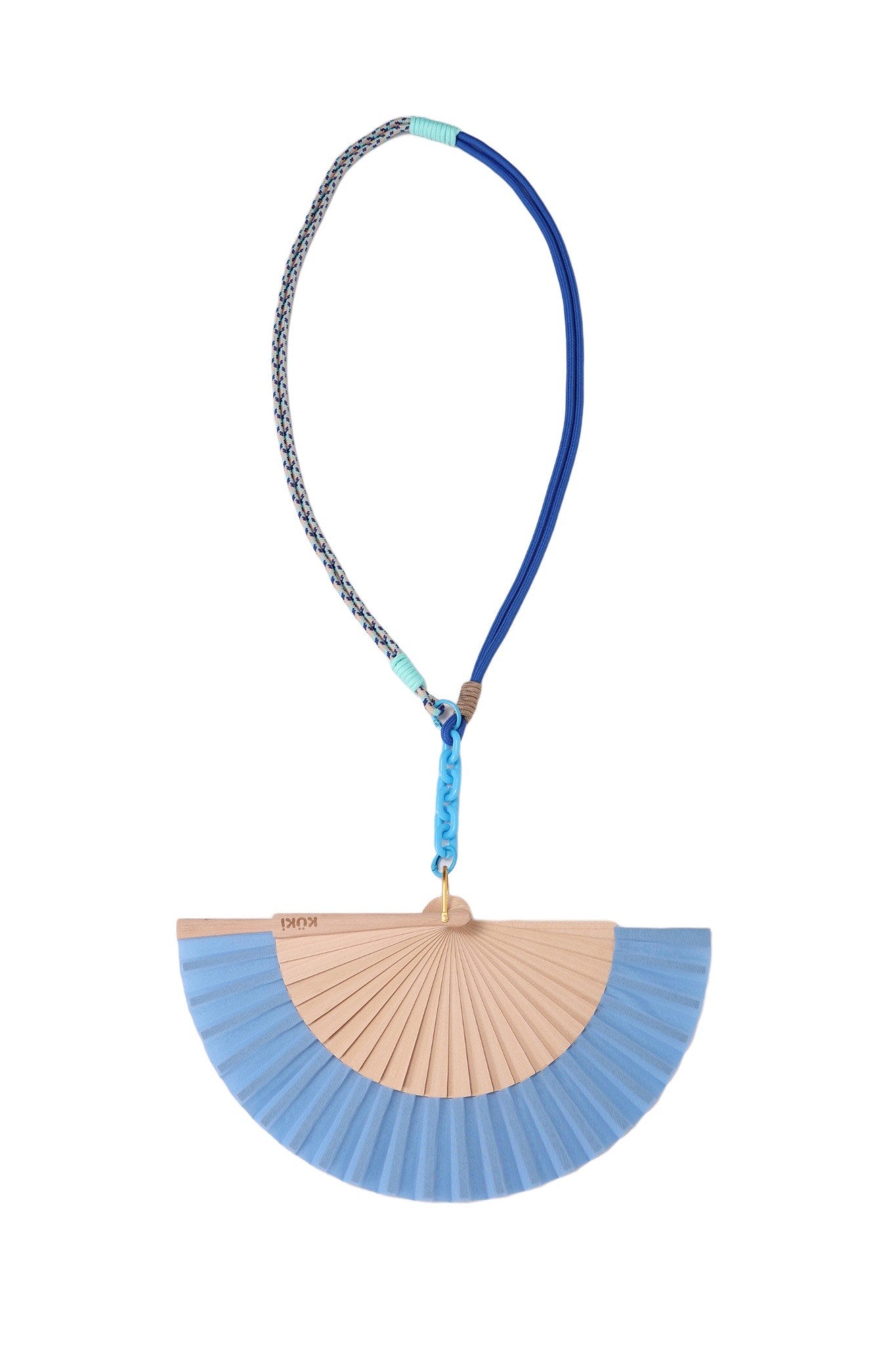 KÜKI Sky Blue wearable bamboo hand fan